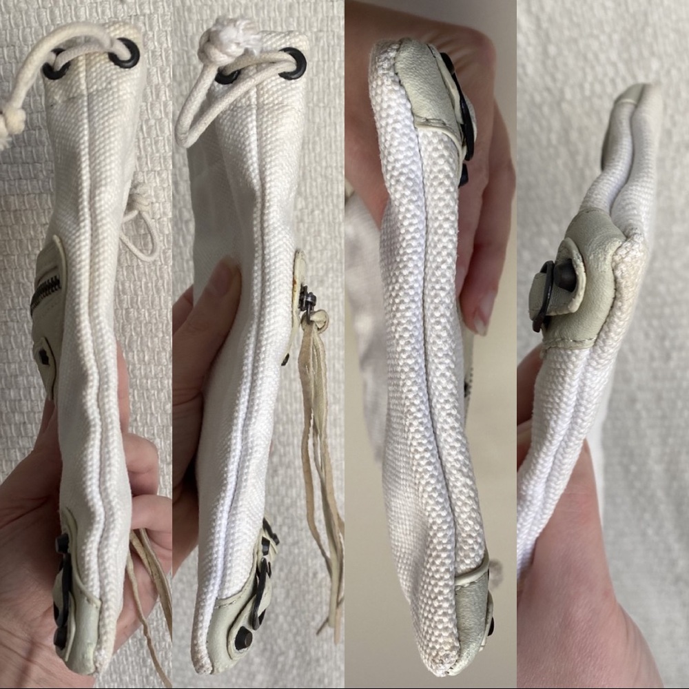 Balenciaga Moto City Wristlet Pouch Bag White Grey - Picture 4 of 8